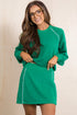 Contrast Piping Crewneck Pullover Mini Skirt Two Piece Dress